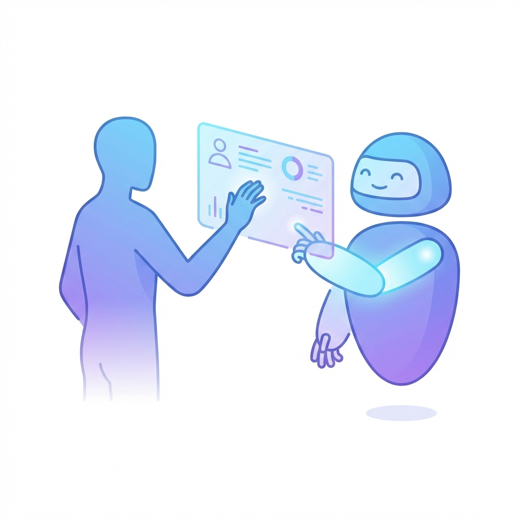 Human and AI collaboration illustration